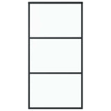 Porta Scorrevole in Vetro ESG e Alluminio 102x205 cm Nera