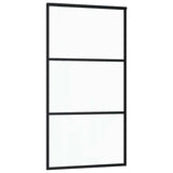 Porta Scorrevole in Vetro ESG e Alluminio 102x205 cm Nera