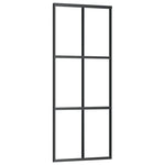 Porta Scorrevole in Vetro ESG e Alluminio 76x205 cm Nera