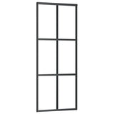 Porta Scorrevole in Vetro ESG e Alluminio 76x205 cm Nera