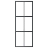 Porta Scorrevole in Vetro ESG e Alluminio 76x205 cm Nera