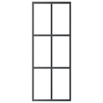 Porta Scorrevole in Vetro ESG e Alluminio 76x205 cm Nera
