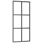 Porta Scorrevole in Vetro ESG e Alluminio 90x205 cm Nera