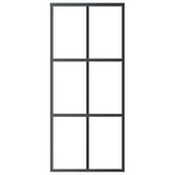 Porta Scorrevole in Vetro ESG e Alluminio 90x205 cm Nera