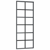 Porta Scorrevole in Vetro ESG e Alluminio 76x205 cm Nera