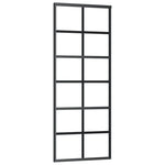Porta Scorrevole in Vetro ESG e Alluminio 76x205 cm Nera