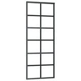 Porta Scorrevole in Vetro ESG e Alluminio 76x205 cm Nera