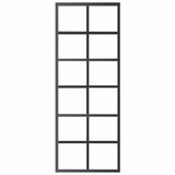 Porta Scorrevole in Vetro ESG e Alluminio 76x205 cm Nera