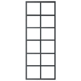 Porta Scorrevole in Vetro ESG e Alluminio 76x205 cm Nera