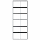 Porta Scorrevole in Vetro ESG e Alluminio 76x205 cm Nera
