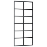 Porta Scorrevole in Vetro ESG e Alluminio 90x205 cm Nera