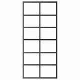 Porta Scorrevole in Vetro ESG e Alluminio 90x205 cm Nera