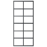 Porta Scorrevole in Vetro ESG e Alluminio 90x205 cm Nera