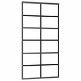 Porta Scorrevole in Vetro ESG e Alluminio 102x205 cm Nera