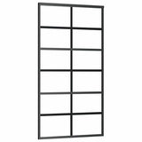 Porta Scorrevole in Vetro ESG e Alluminio 102x205 cm Nera