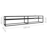 Mobile Porta TV Marmo Nero 220x40x40,5 cm in Vetro Temperato