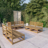 Set Salotto da Giardino 6pz Marrone Ambra Legno Massello Pino