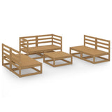 Set Salotto da Giardino 7pz Marrone Ambra Legno Massello Pino