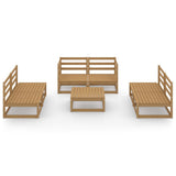 Set Salotto da Giardino 7pz Marrone Ambra Legno Massello Pino