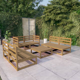 Set Salotto da Giardino 7pz Marrone Ambra Legno Massello Pino