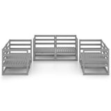Set Divani da Giardino 6 pz Grigio in Legno Massello di Pino