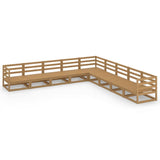 Set Salotto da Giardino 9pz Marrone Ambra Legno Massello Pino