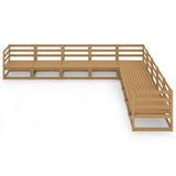 Set Salotto da Giardino 9pz Marrone Ambra Legno Massello Pino