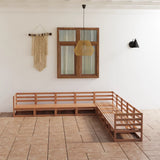 Set Salotto da Giardino 9pz Marrone Ambra Legno Massello Pino