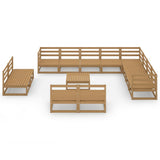 Set Salotto da Giardino 13pz Marrone Ambra Legno Massello Pino