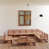Set Salotto da Giardino 13pz Marrone Ambra Legno Massello Pino