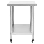 Tavolo da Lavoro Cucina con Ruote 100x60x85 cm in Acciaio Inox
