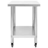 Tavolo da Lavoro Cucina con Ruote 100x60x85 cm in Acciaio Inox