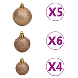 Albero di Natale Preilluminato con Palline Verde 150 cm PVC