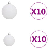 Albero di Natale a Metà Preilluminato con Palline Bianco 210 cm