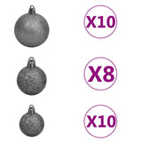 Albero di Natale Preilluminato con Palline Verde 210 cm PVC