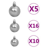 Albero di Natale Preilluminato con Palline Verde 210 cm PVC