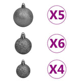 Albero di Natale Preilluminato con Palline Bianco 150 cm PVC