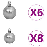 Albero di Natale Preilluminato con Palline Bianco 150 cm PVC