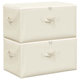 Scatole Portaoggetti 2pz in Tessuto 43x34x23 cm Crema