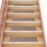 Tappetini per scale autoadesivi 15 pz 76x20 cm marrone chiaro rettangolari