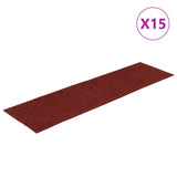 Tappetini per scale autoadesivi 15 pz 76x20 cm Bordeaux Rosso Rettangolari