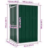 Capanno Giardino a Parete Verde 118x100x178 cm Acciaio Zincato