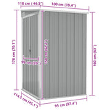 Capanno Giardino a Parete Grigio 118x100x178 cm Acciaio Zincato