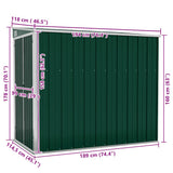 Capanno Giardino a Parete Verde 118x194x178 cm Acciaio Zincato