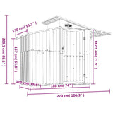 Capanno da Giardino Grigio 270x130x208,5 cm Acciaio Zincato