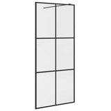 Parete per Doccia Walk-in Vetro Trasparente ESG 90x195 cm Nera