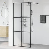 Parete per Doccia Walk-in Vetro Trasparente ESG 90x195 cm Nera
