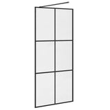Parete per Doccia Walk-in Vetro Trasparente ESG 90x195 cm Nera