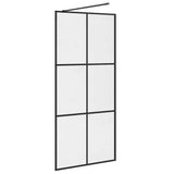 Parete per Doccia Walk-in Vetro Trasparente ESG 90x195 cm Nera