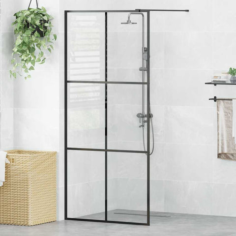 Parete per Doccia Walk-in Vetro Trasparente ESG 90x195 cm Nera